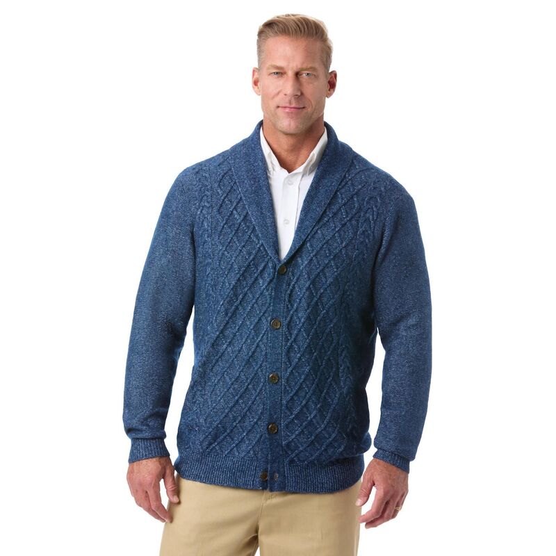 キングサイズ レディース アウター 編み物・スウェーター トール ジレー KingSize Men\u0027s Big \u0026 Tall Soft Cable Knit Shawl Collar Cardigan Indigo Marl マール