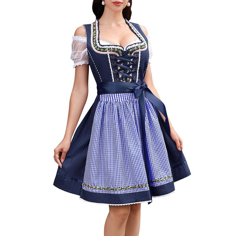 コジョイン レディース トップス ワンピース Kojooin Women's Oktoberfest Costume Dress Dirndl Dresses Women German Beer Costumes Outfit for Carnival Navy Blue ネイビー|ReVida 店