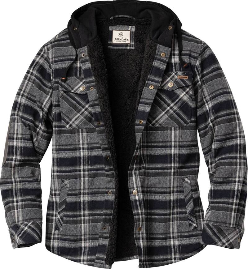 レジェンダリーホワイトテイルズ レディース アウター 上衣・上衣 プルオーバー Men\u0027s Legendary Whitetails Camp Night Berber Lined Hooded Flannel Shirt Jacket Bears Den Plaid 照合のしるし