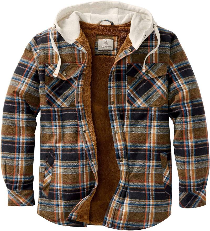 レジェンダリーホワイトテイルズ レディース アウター 上衣・上衣 プルオーバー Men\u0027s Legendary Whitetails Camp Night Berber Lined Hooded Flannel Shirt Jacket Porter Plaid 照合のしるし