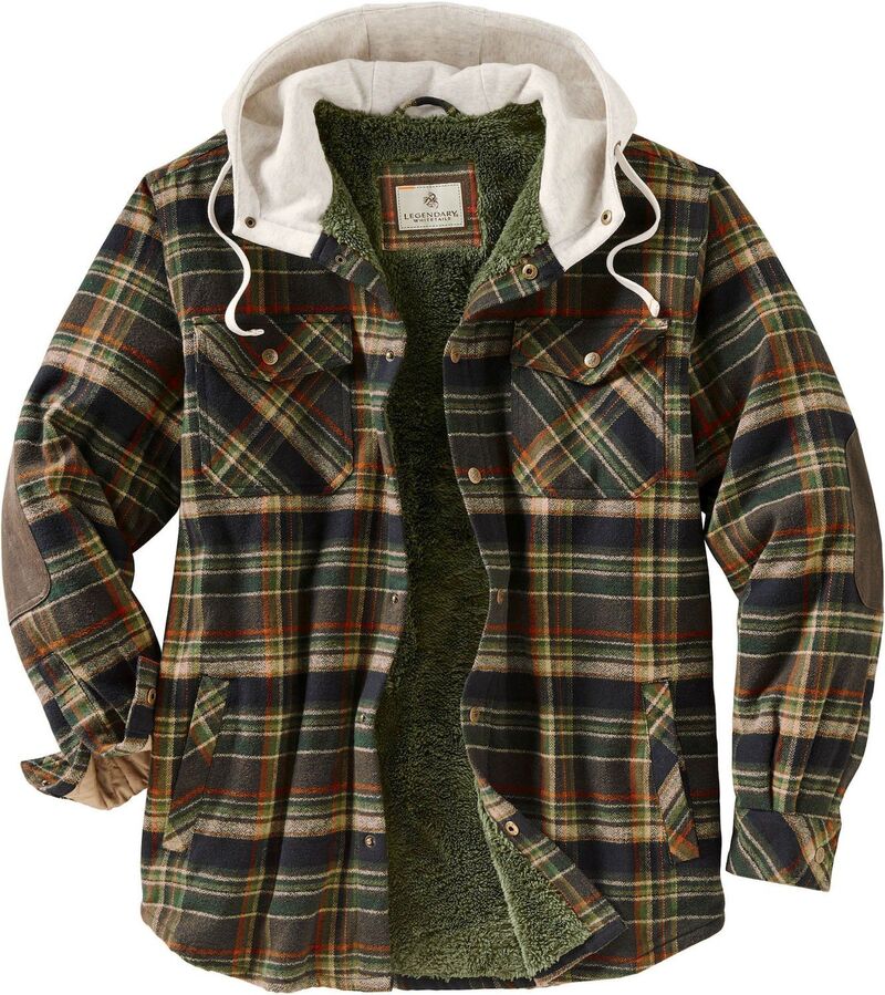 レジェンダリーホワイトテイルズ レディース アウター 上衣・上衣 プルオーバー Men\u0027s Legendary Whitetails Camp Night Berber Lined Hooded Flannel Shirt Jacket Stout Plaid 照合のしるし