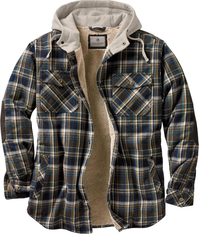 レジェンダリーホワイトテイルズ レディース アウター 上衣・上衣 プルオーバー Men\u0027s Legendary Whitetails Camp Night Berber Lined Hooded Flannel Shirt Jacket Upland Plaid 照合のしるし