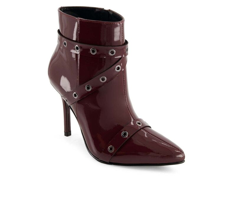 アンドレア レディース シューズ ブーツ・レインブーツ Andrea Women\u0027stiletto Fashion Booties With Riveted Strap 90698 Burgundy バーガンディ