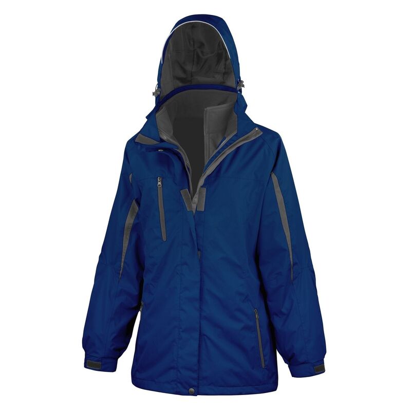 リザルト レディース アウター ジャケット・ブルゾン Result Womens/Ladies 3 In 1 Softshell Journey Jacket Withood Navy And Black ブラック|ReVida 店