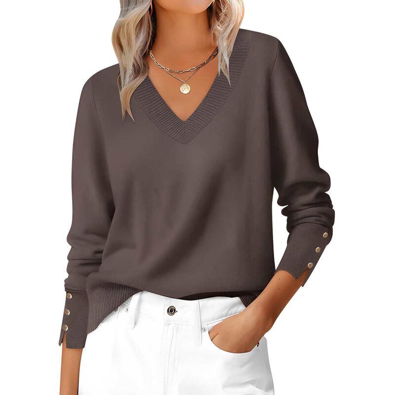 メガリテイラー レディース アウター 編み物・スウェーター Vのど首 MegaRetailer Womens Loose Knit V Neck Pullover for Work and Everyday Comfortaupe トープ