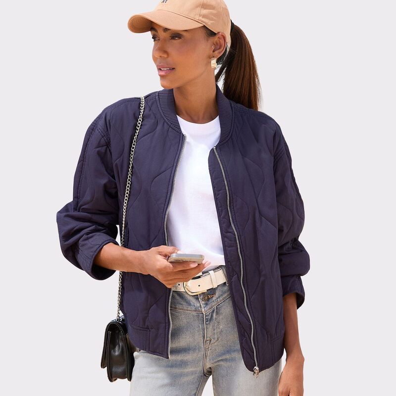 ラスカーナ レディース アウター 上衣・上衣 キルティング Lascana Women\u0027s Quilted Bomber Jacket Navy 米国海軍