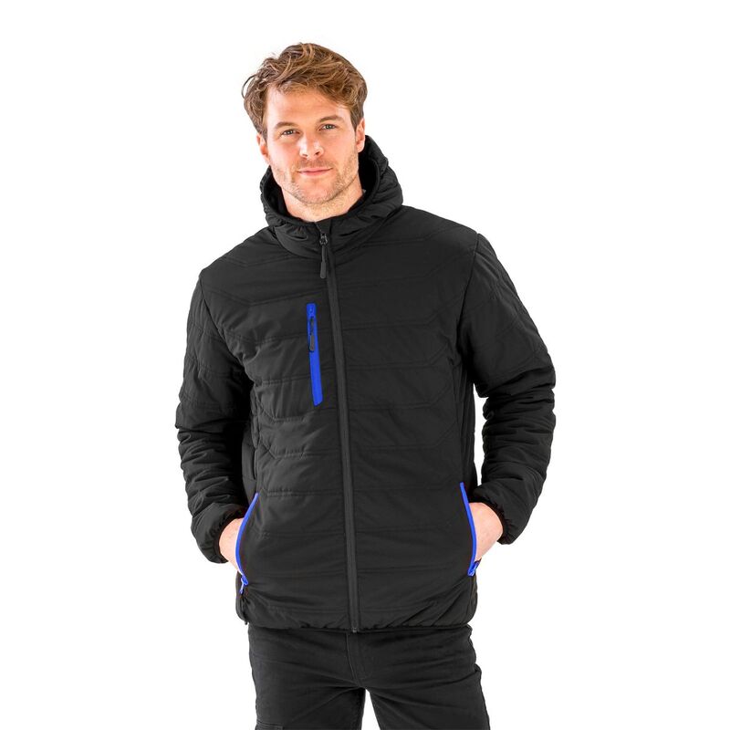 リザルト レディース アウター 上衣・上衣 Result Genuine Mens Compass Padded Winter Jacket Black And Royal Blue 黒いこと