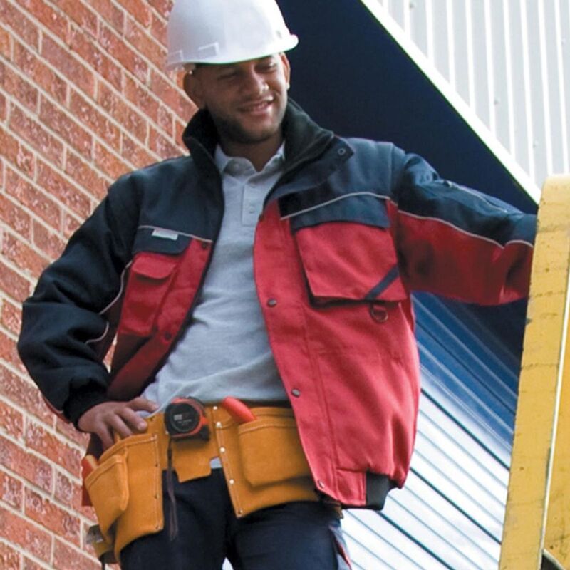 リザルト レディース アウター 上衣・上衣 Result Mens Workguard Zip Sleeve Heavy Duty Waterepellent Windproof Jacket Red And Navy 米国海軍