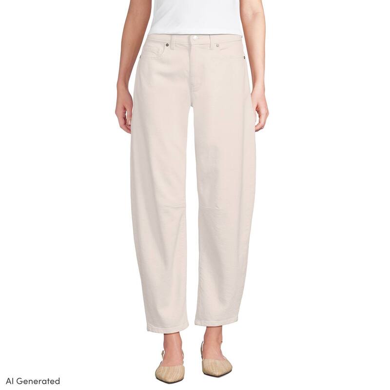 ランズ挙げ句の果て レディース ボトムス ジーンズズボン下 アンクル デニム Women\u0027s Lands\u0027 End Soft Denimid Rise Relaxed Barrel Ankle Jeans Natural ジーンズ