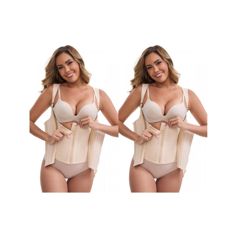 インスパイア 今めかしい レディース トップス プルオーバー INSPIRE CHIC 2 Packs Women\u0027steelatex Waist Corsetop Zipper Adjustable Straps Push-Up Tummy Control Tank Beige ベージュ