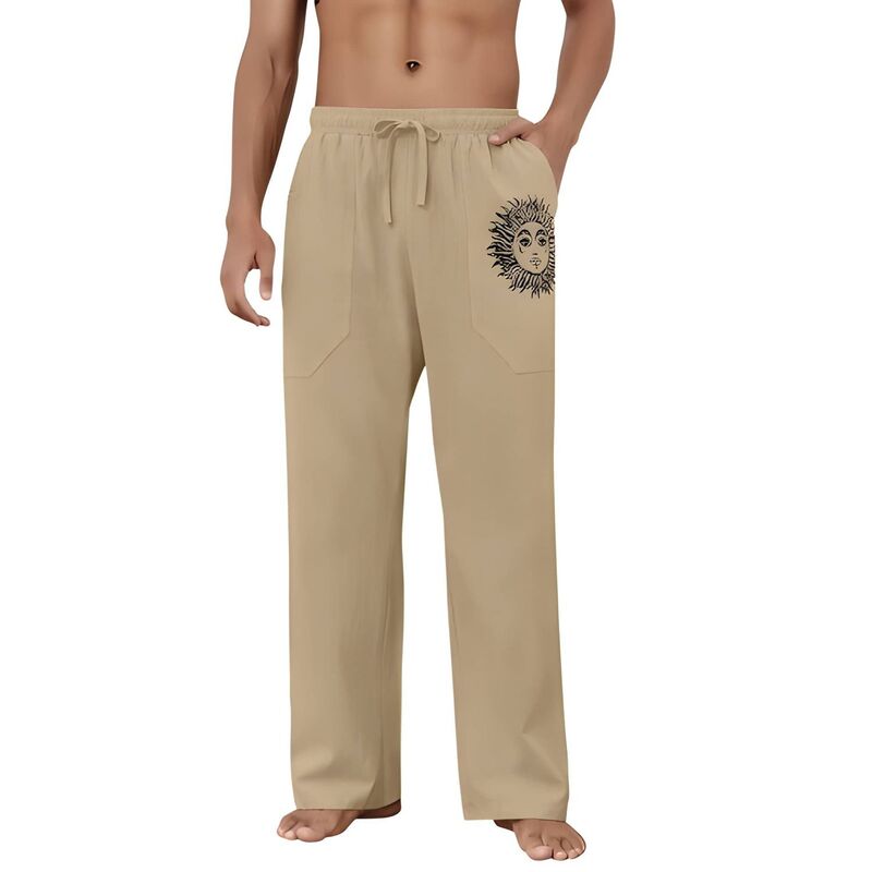 メガリテイラー レディース ボトムス カジュアルパンツ リネン MegaRetailer Mens Loose Fit Linen Casual Pants Coffee コーヒー｜ReVida 店