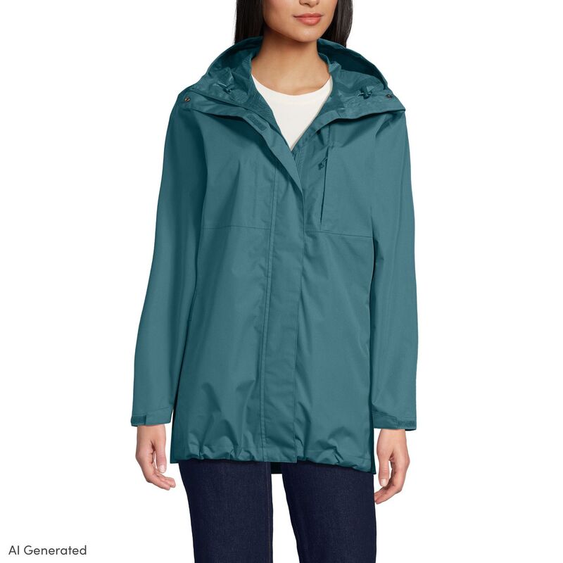 ランズ挙げ句の果て レディース アウター 上衣・上衣 厚地の外套 Women\u0027s Lands\u0027 End Waterproof Raincoateal Pool ティール