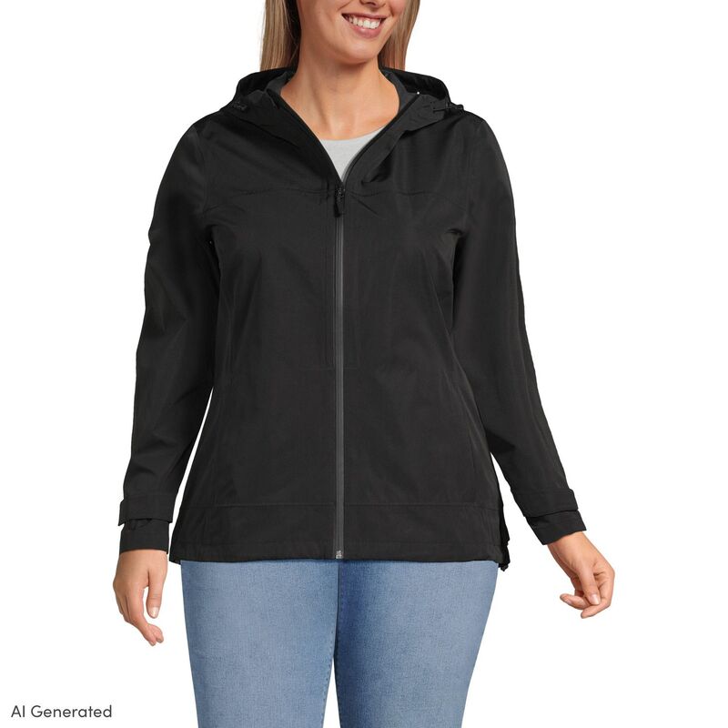 ランズ挙げ句の果て レディース アウター 上衣・上衣 つけ加える大きさ Plusize Lands\u0027 End Rain Jacket Black 黒いこと
