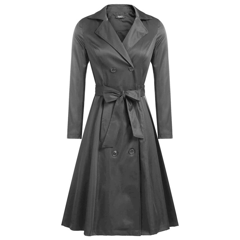 ジーグー レディース アウター 上衣・上衣 厚地の外套 Zeagoo Women\u0027s British Stylelegant Jacket Double Breasted Slim Long Trench Coat Dark Gray 薄墨色