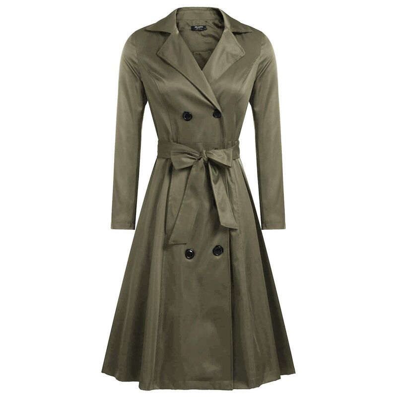 ジーグー レディース アウター 上衣・上衣 厚地の外套 Zeagoo Women\u0027s British Stylelegant Jacket Double Breasted Slim Long Trench Coat Dark Green 緑であること