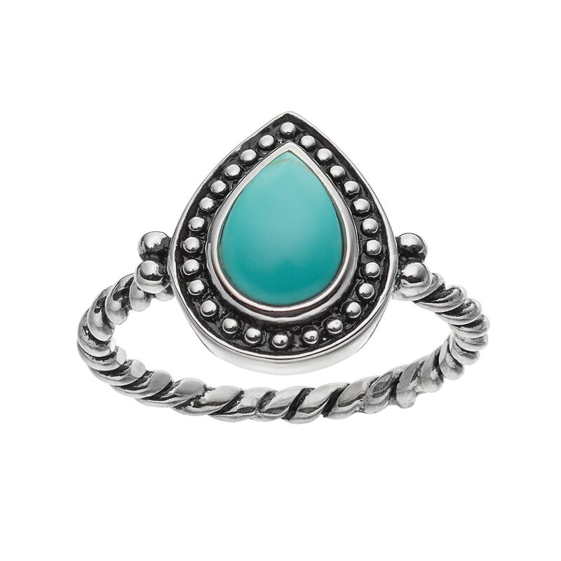アンブランデッド レディース アクセサリー リング Unbranded Sterling Silver Simulated Turquoise Cabochon Ring Blue ブルー