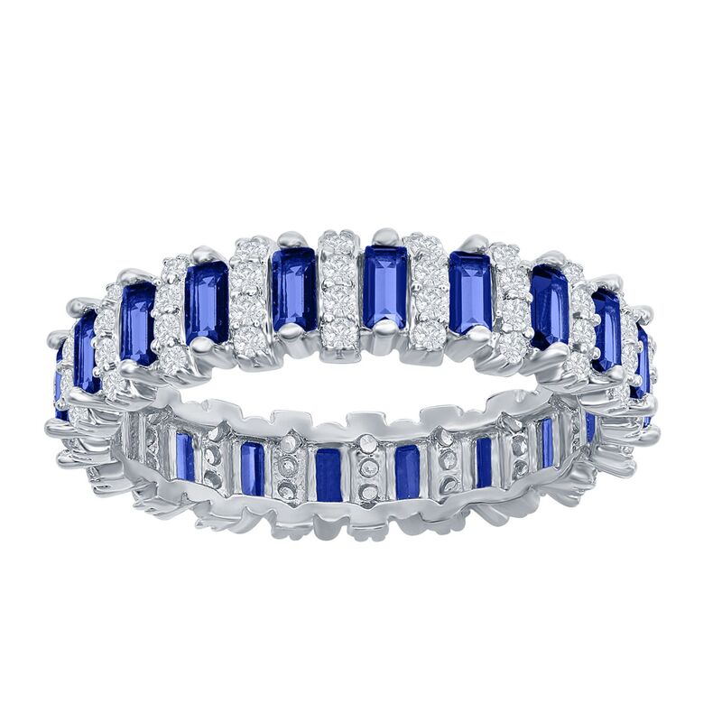 アンブランデッド レディース アクセサリー リング Unbranded Sterling Silver Blue & White Cubic Zirconia Baguette Ring Sterling ホワイト
