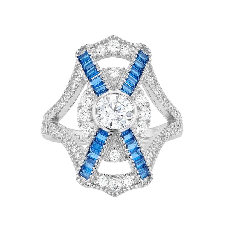 アンブランデッド レディース アクセサリー リング Unbranded Sterling Silver Blue & Clear Cubic Zirconia Cocktail Ring Sterling ブルー
