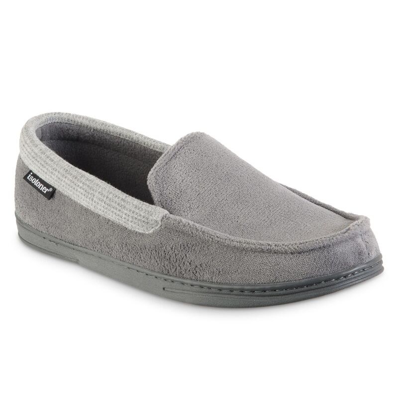 アイソトナー メンズ シューズ サンダル パイル isotoner Microterry and Waffle Travis Men's Moccasin Slippers Ash Gray グレー