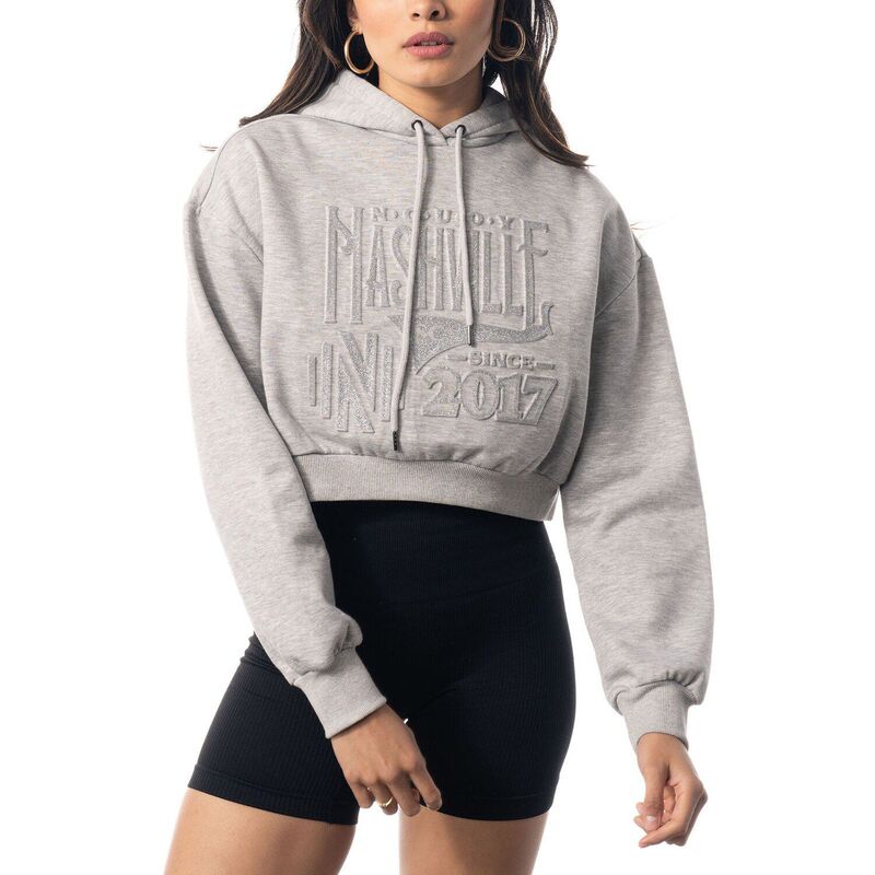 ザワイルドコレクティブ レディース トップス プルオーバー クロップド パーカー Women\u0027s The Wild Collective Heather Gray Nashville SCropped Pullover Hoodie Mls Grey 薄墨色
