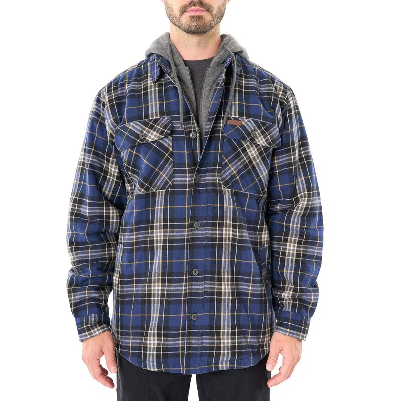 スミス細工物お召しもの レディース トップス プルオーバー トール Big \u0026 Tall Smith\u0027s Workwear Sherpa-Lined Hooded Flannel Shacket Navy 米国海軍