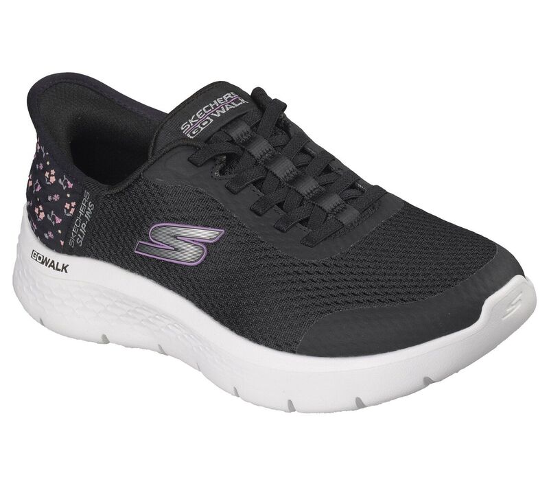 スケッチャーズ レディース シューズ スニーカー Skechers Hands Free Slip-ins GO WALK Flex Grand Entry Women\u0027s Athletic Shoes Black Floral 黒いこと