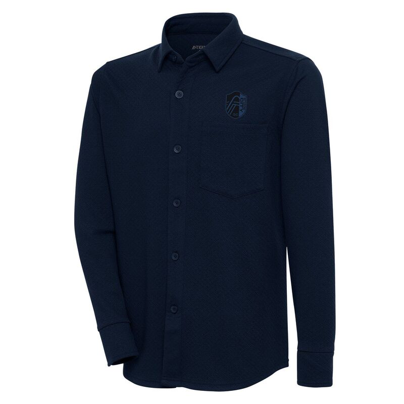 アンティグア レディース トップス プルオーバー Men\u0027s Antigua Navy St. Louis City SC Streamer Diamond Button-Up Shacket Slc Navy 米国海軍