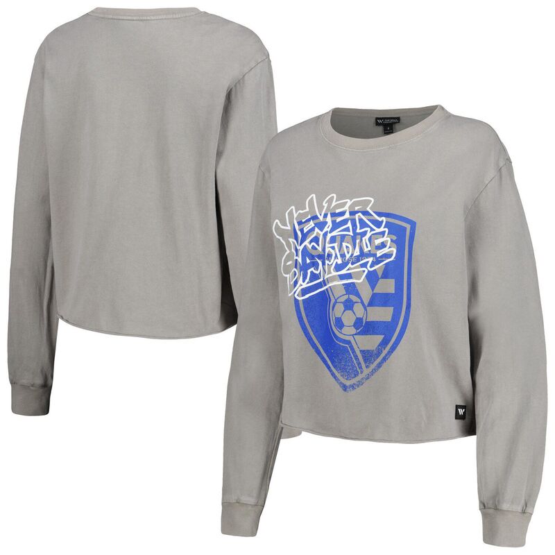 ザワイルドコレクティブ レディース トップス プルオーバー クロップド Women\u0027s The Wild Collective Gray San Josearthquakes Cropped Long Sleeve T-Shirt Sje Grey 薄墨色