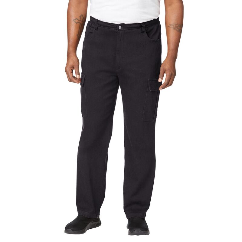 キングサイズ レディース ボトムス デニムパンツ リラックスフィット スウェットパンツ トール KingSize Men's Big & Tall Relaxed Fit Cargo Denim Look Sweatpants Black ブラック｜ReVida 店