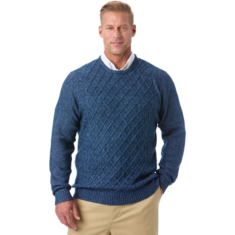 キングサイズ レディース アウター 編み物・スウェーター 労働者の一団のど首 トール KingSize Men\u0027s Big \u0026 Tall Soft Cable Knit Crewneck Sweater Indigo Marl マール