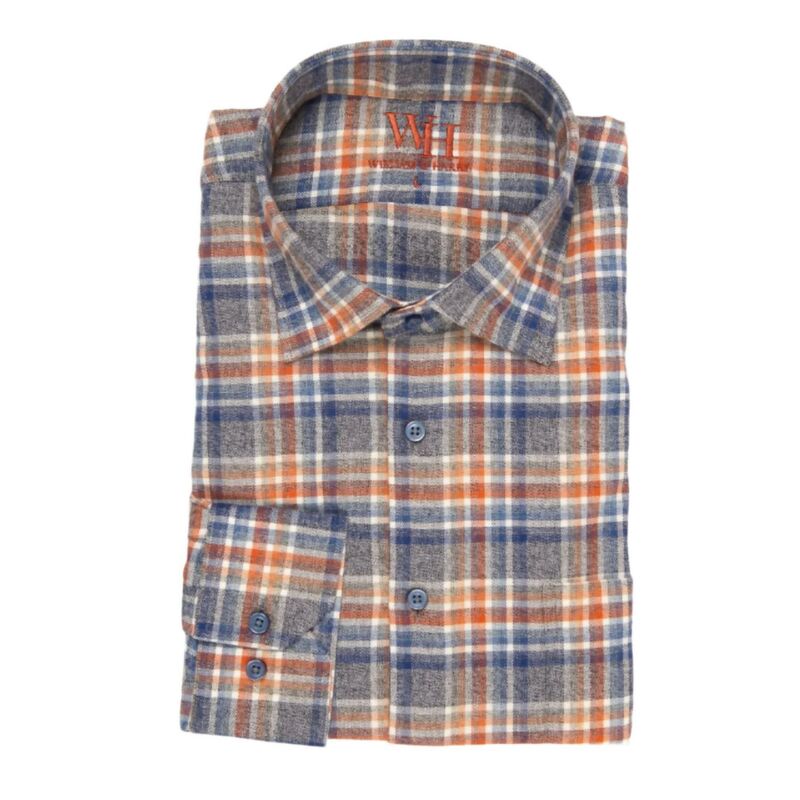 ウェアシエラ レディース トップス プルオーバー WEAR SIERRA Men Long Sleeve Button Up Sportshirts Blue Orange Plaid 青色