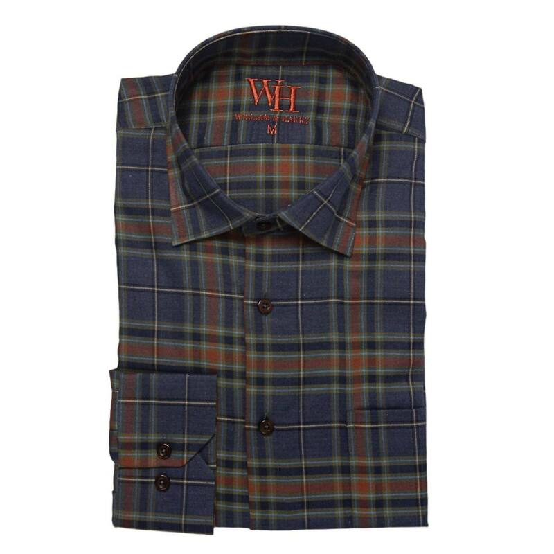 ウェアシエラ レディース トップス プルオーバー WEAR SIERRA Men Long Sleeve Button Up Sportshirts Navy Green Plaid 米国海軍