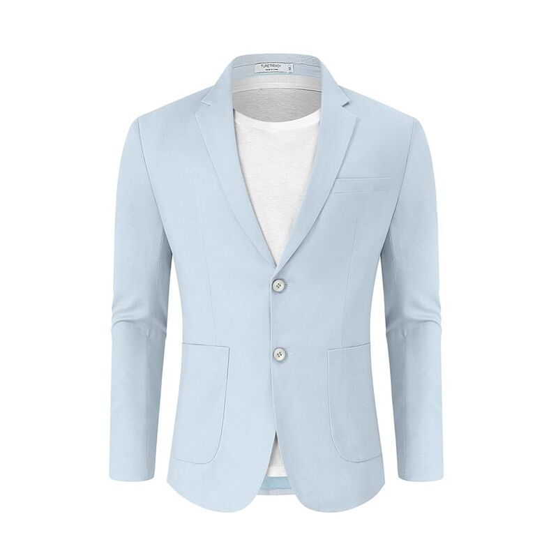 コジョイン レディース アウター ジャケット・ブルゾン コート ブレザー リネン Kojooin Men's Casual Blazer Linen Sport Coatwo Button Lightweight Jackets Business Daily Suit Sky Blue ブルー｜ReVida 店 18,115円
