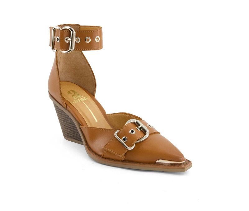 アンドレア レディース シューズ パンプス アンクル Andrea Women\u0027s Pointed Toe Riveted Ankle Strapumps 90660 Brown 赤銅色