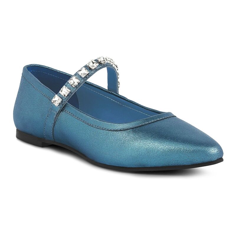 ラグアンドコー レディース シューズ サンダル なめし革 Rag \u0026 Co Alverno Women\u0027s Leather Mary Jane Flats Blue 青色
