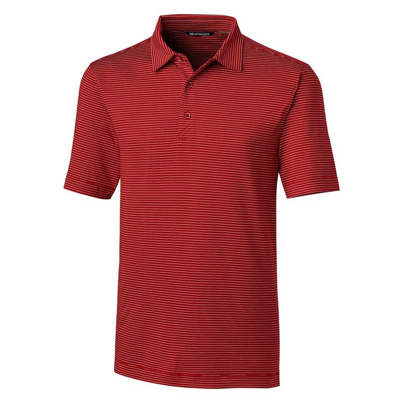 裁断師アンドうしろ側 レディース トップス プルオーバー スポーツシャツ Cutter \u0026 Buck Forge Pencil Stripe Stretch Mens Polo Cardinal Red 赤いこと
