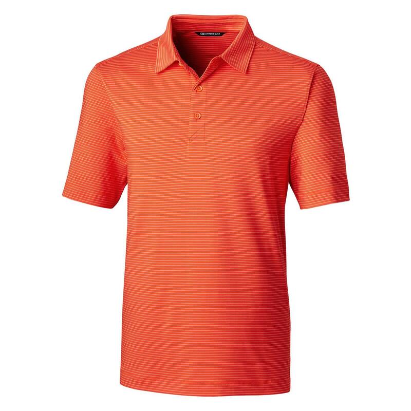 裁断師アンドうしろ側 レディース トップス プルオーバー スポーツシャツ Cutter \u0026 Buck Forge Pencil Stripe Stretch Mens Polo College Orange オレンジ色