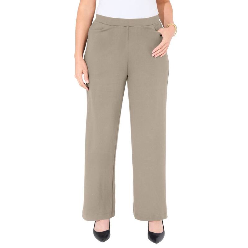 キャサリンズ レディース ボトムス カジュアルパンツ ワイドレッグ プラスサイズ Catherines Women's Plusize Ponte Wide Leg Pant Chai Latte|ReVida 店