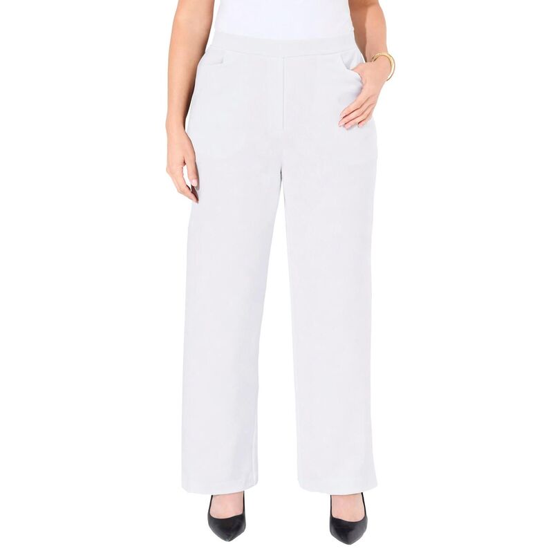 キャサリンズ レディース ボトムス カジュアルパンツ ワイドレッグ プラスサイズ Catherines Women's Plusize Ponte Wide Leg Pant White ホワイト｜ReVida 店