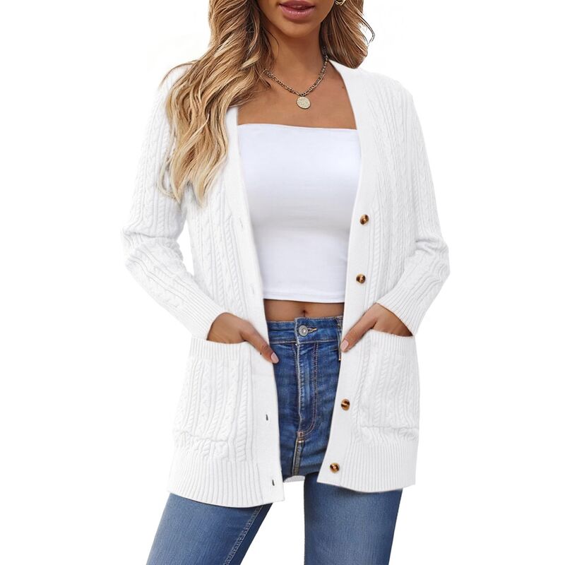 インスパイア 今めかしい レディース アウター 編み物・スウェーター ジレー INSPIRE CHICasual Sweater Cardigan for Women\u0027s Twist Knit Fall Winter Long Trendy Cardigans White 白いこと