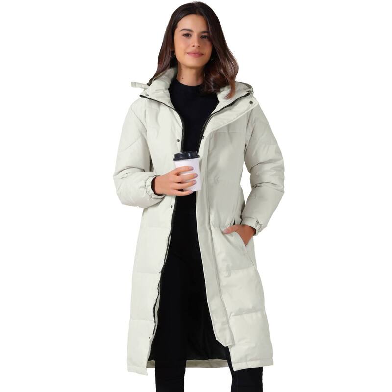 インスパイア シック レディース アウター ジャケット・ブルゾン パーカー コート ダウン INSPIRE CHIC Women's Winter Thicken Puffer Coat Warm Parka Down Jacket Hooded Outwear Long Padded Jacket White ホワイト｜ReVida 店