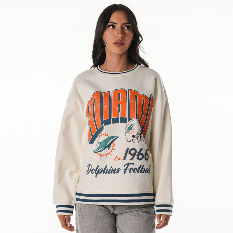 ザワイルドコレクティブ レディース トップス プルオーバー ヴィンテージ パイル 汗水 Women\u0027s The Wild Collective Creamiami Dolphins Oversized Vintage French Terry Sweatshirt Dol Beige ベージュ