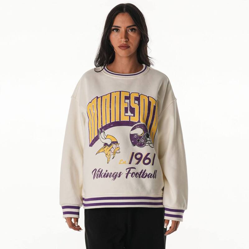 ザワイルドコレクティブ レディース トップス プルオーバー ヴィンテージ パイル 汗水 Women\u0027s The Wild Collective Creaminnesota Vikings Oversized Vintage French Terry Sweatshirt Mvk Beige ベージュ