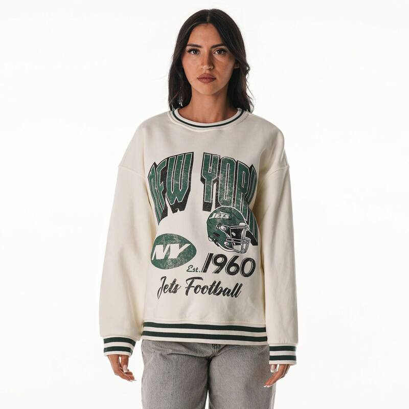 ザワイルドコレクティブ レディース トップス プルオーバー ヴィンテージ パイル 汗水 Women\u0027s The Wild Collective Cream New York Jets Oversized Vintage French Terry Sweatshirt Jet Beige ベージュ