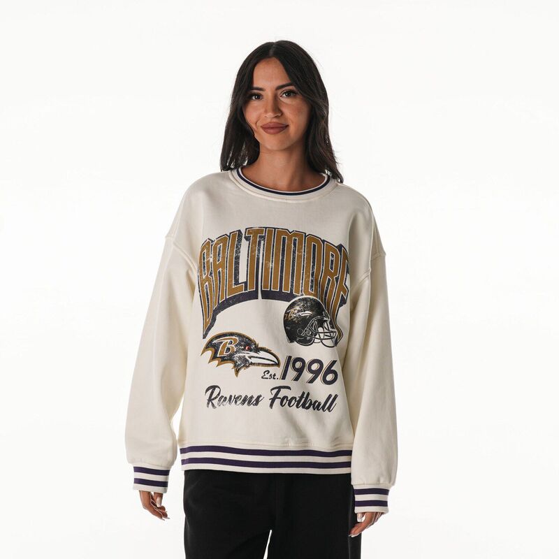 ザワイルドコレクティブ レディース トップス プルオーバー ヴィンテージ パイル 汗水 Women\u0027s The Wild Collective Cream Baltimore Ravens Oversized Vintage French Terry Sweatshirt Rav Beige ベージュ