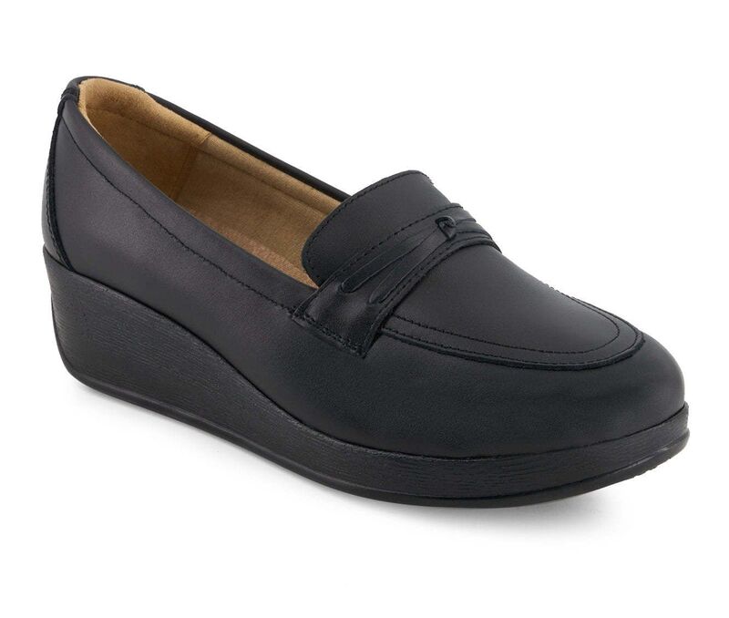 アンドレア レディース シューズ スリッポン・ローファー プラットホーム なめし革 Andrea Women\u0027s Comfort Leather Platform Loafers 37639 Black 黒いこと