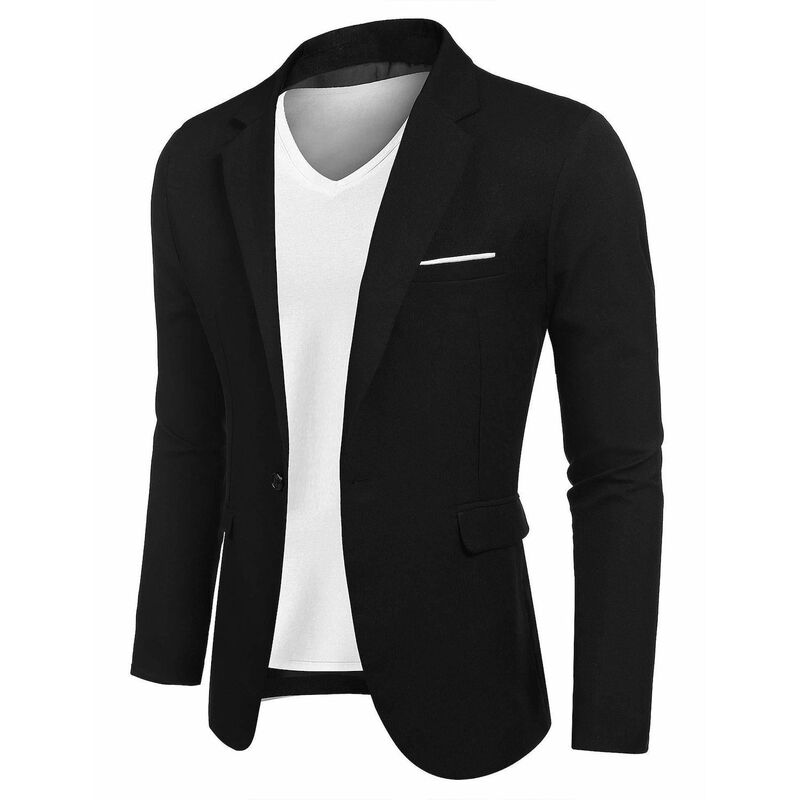 クーファンディ レディース アウター ジャケット・ブルゾン スリムフィット コート ブレザー COOFANDY Men's Blazer Casual Sport Coatslim Fit One Button Suit Jacket Lightweight Sports Jacket Dark Black ブラック|ReVida 店