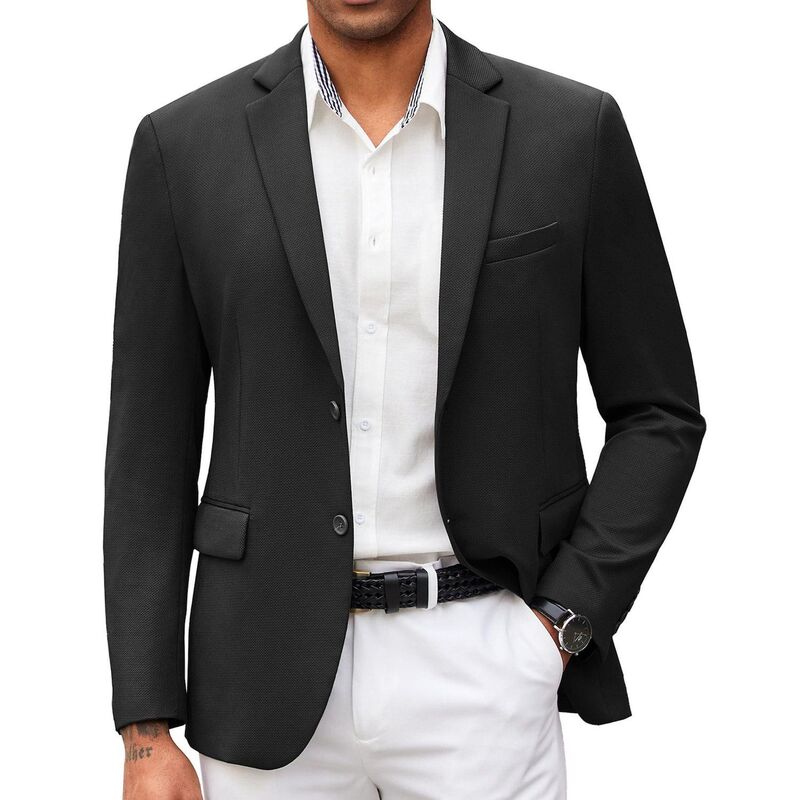クーファンディ レディース アウター ジャケット・ブルゾン スリムフィット コート ブレザー ニット COOFANDY Mens Casual Blazer Dress Coat Stretch Businessuit Jacket Slim Fit Knit Sport Coat Black ブラック|ReVida 店