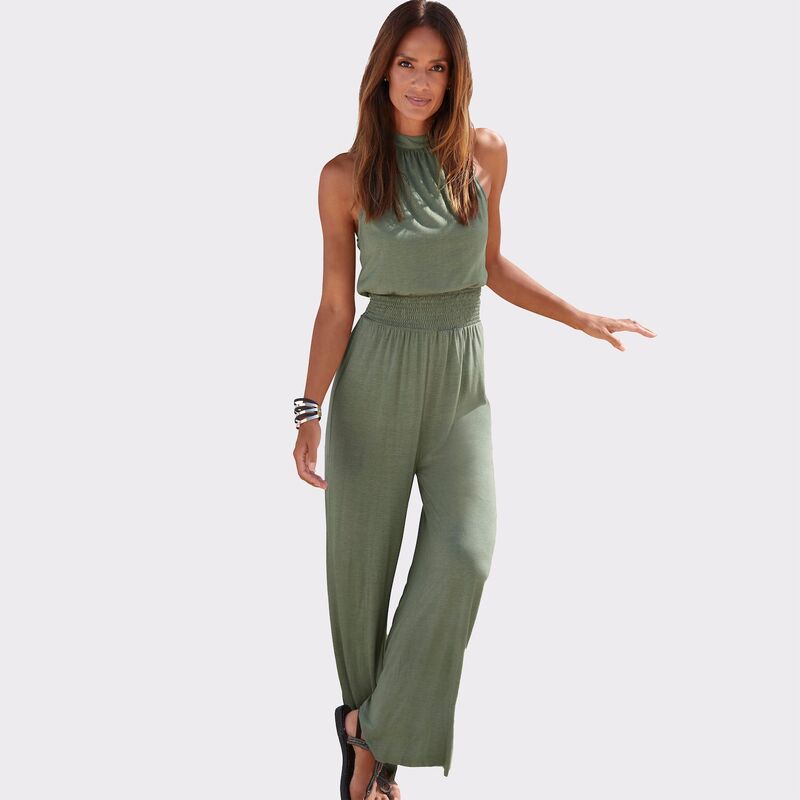 ラスカーナ レディース トップス ワンピース ジャンプスーツ ホルター Lascana Women's Halter Neck Jumpsuit Khaki カーキ｜ReVida 店
