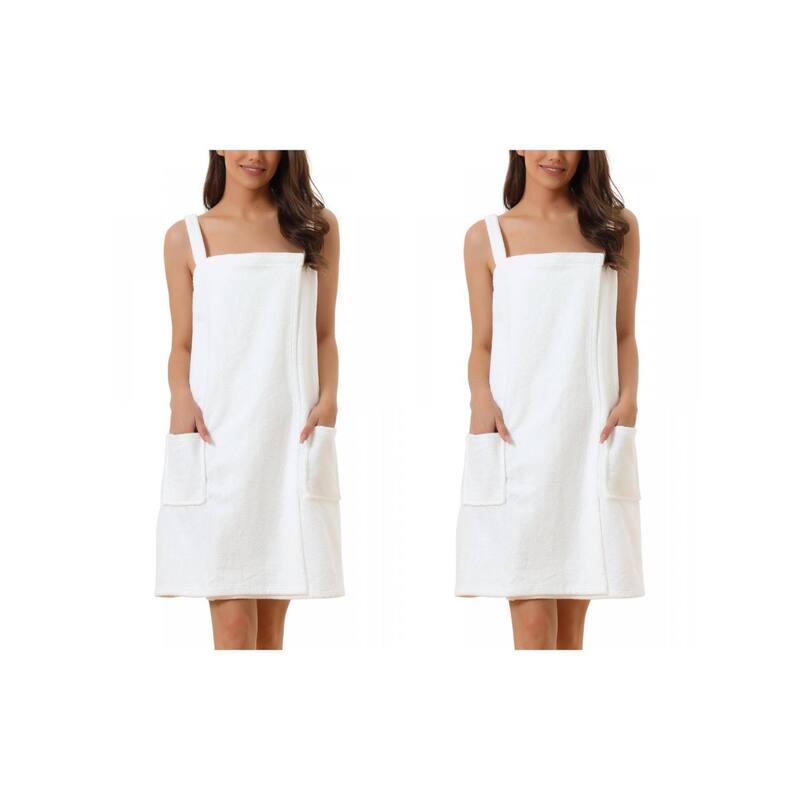 インスパイア 今めかしい レディース アンダー御召しもの ナイト爵御召しもの INSPIRE CHIC 2 Packs Women\u0027s Towel Wrap Bathrobe Spa Towels Robe with Adjustable Closure for Gym Shower White 白いこと